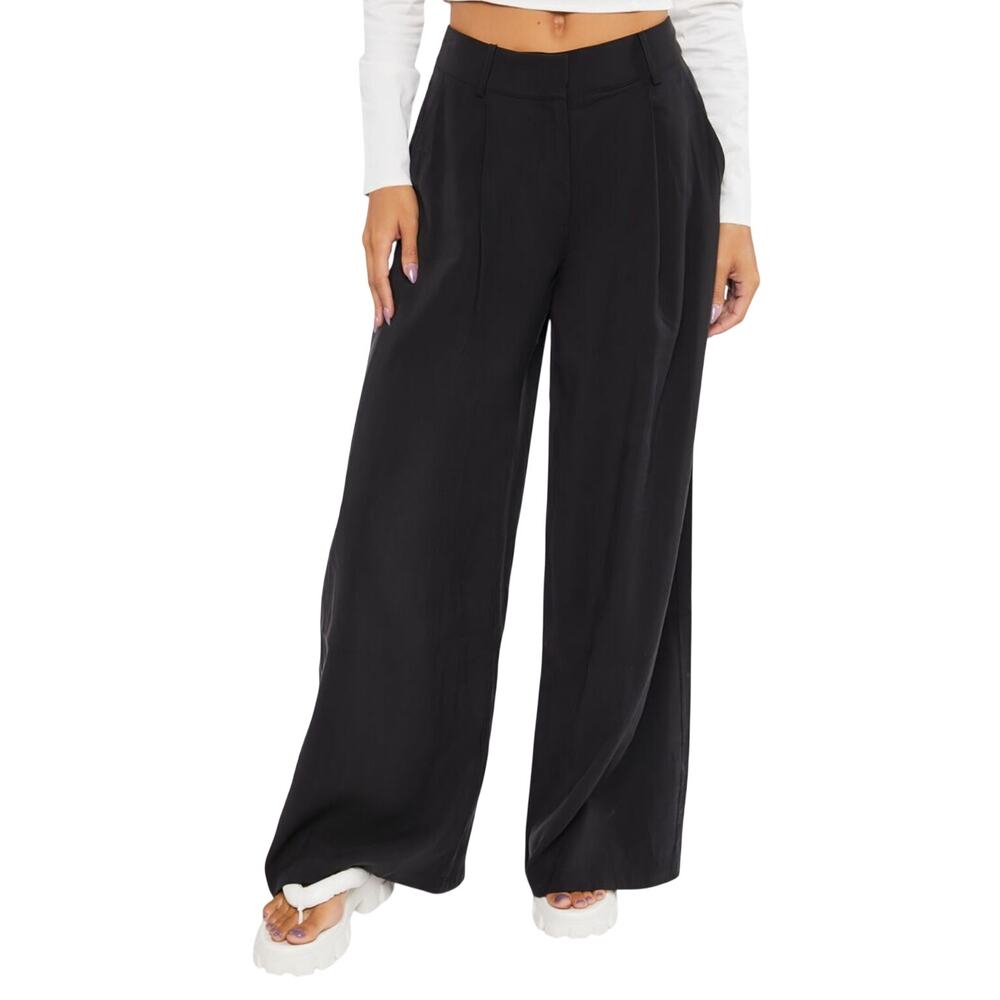 NWT Black Wide Leg dress Pants XL Silky Trousers Forever 21 High Rise